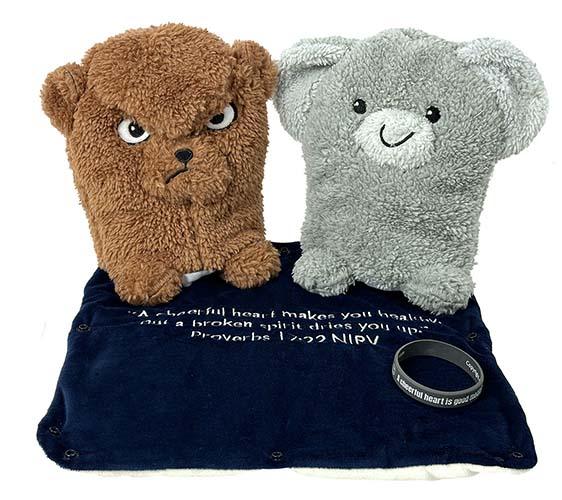 Angry / Cheerful Truthkins Set (Proverbs 17:22) - Truthkins - Faith-filled plush toys that turn big feelings into God's truth