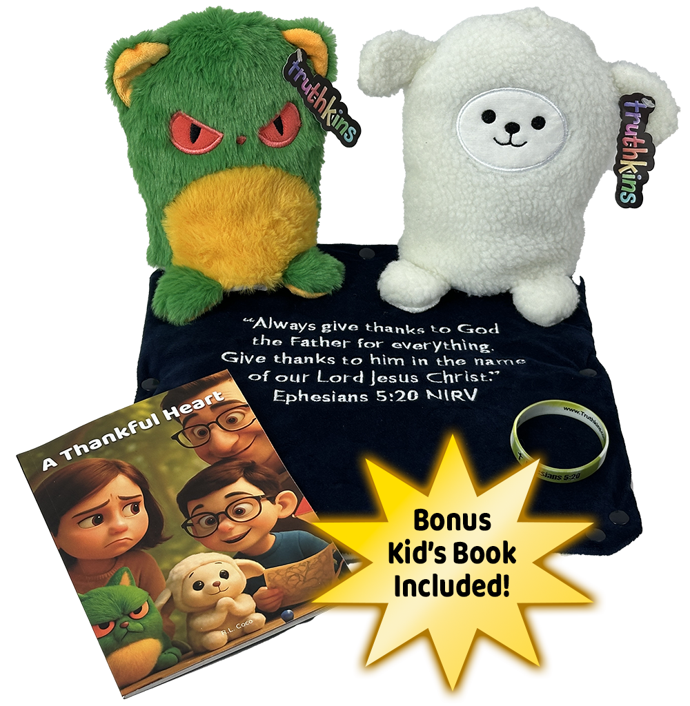 Jealous To Thankful Truthkins Plush Set (Ephesians 5:20)