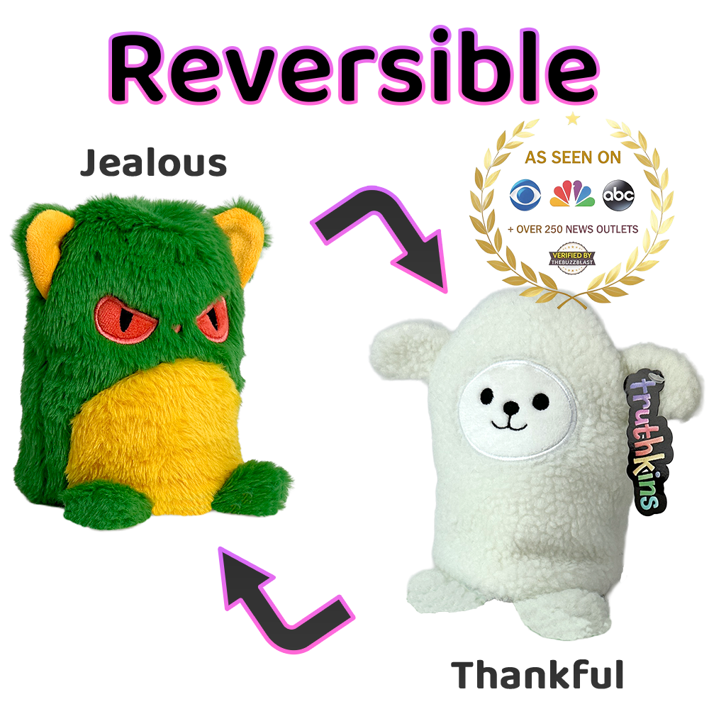 Turn Jealous To Thankful Plush Transformation Set (Ephesians 5:20) - Christian Toys for Kids